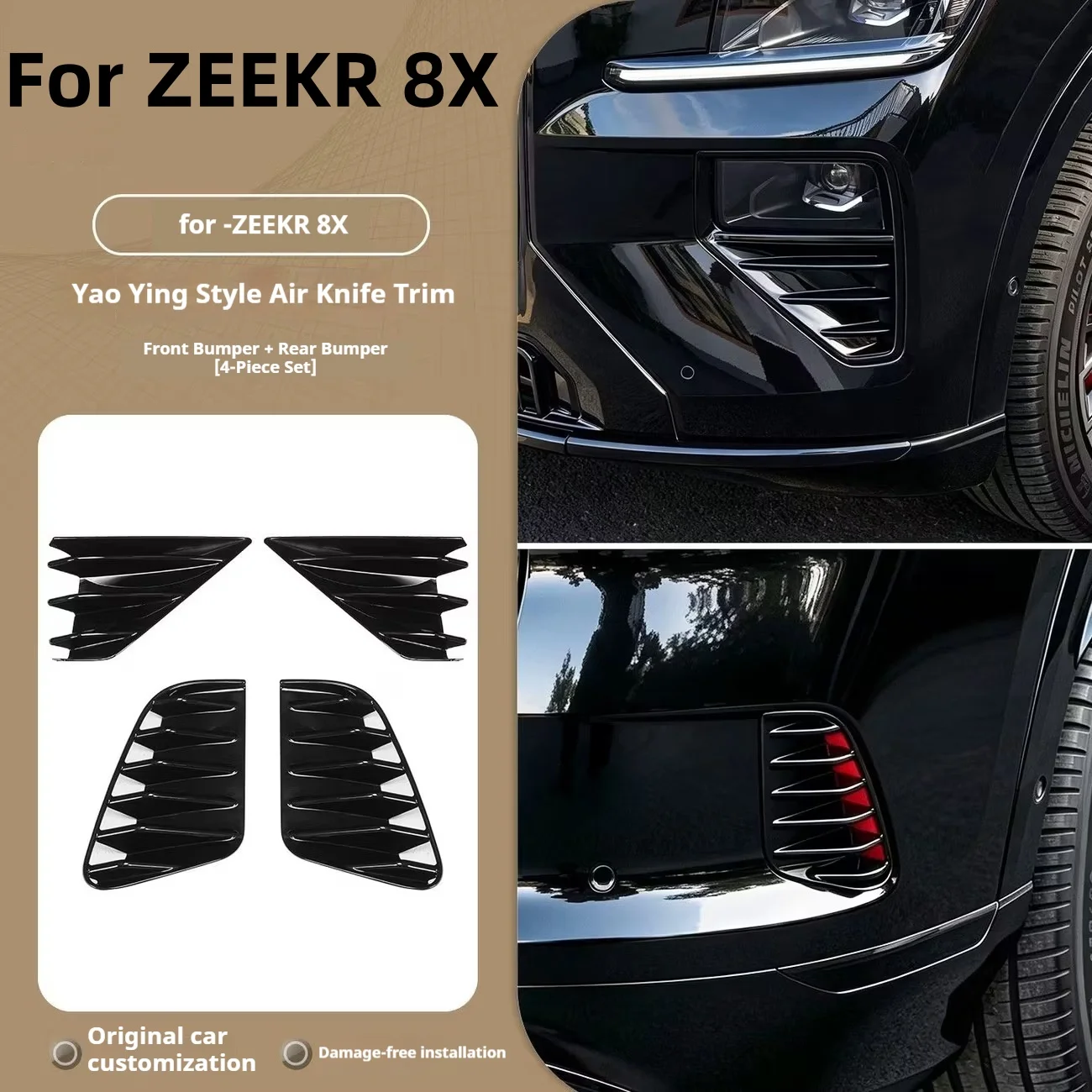 For ZEEKR 8X Front and rear bumper side trim strips