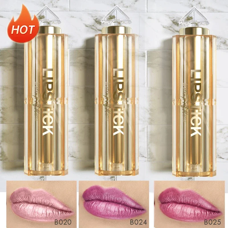 Metallic Pink Lipstick Set 3PCS Comfortable Creamy Texture Smooth No Grainy Feeling Vegan & Gluten Free Full-Coverage Lip Makeup