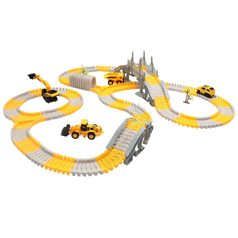 DIY Car Race Magic Rail Track Sets Brain Game Flexible Curved Creates Vehicles Toys Plastic Colored Railroad for Child's Gifts