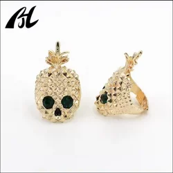14k Gold Plated Hip Hop Style Skull Ring for Men Fashionable Punk Style Adjustable Ring for Wedding and Engagement