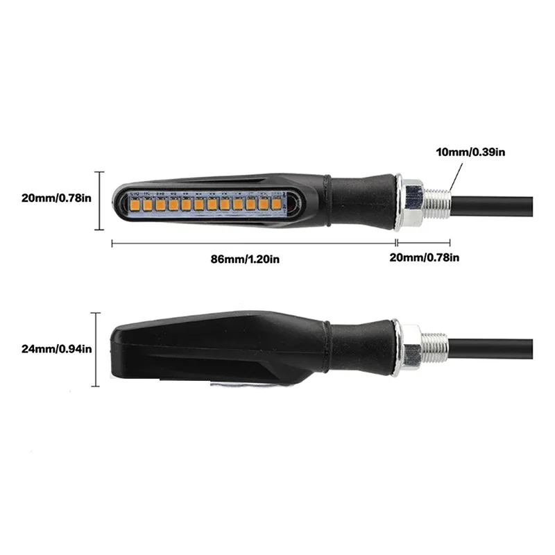 2PCS Universal LED Motorcycle Turn Signal Light 12v IP68 Waterproof Amber Flasher Indicator Blinker Rear Lights Lamp Accessories