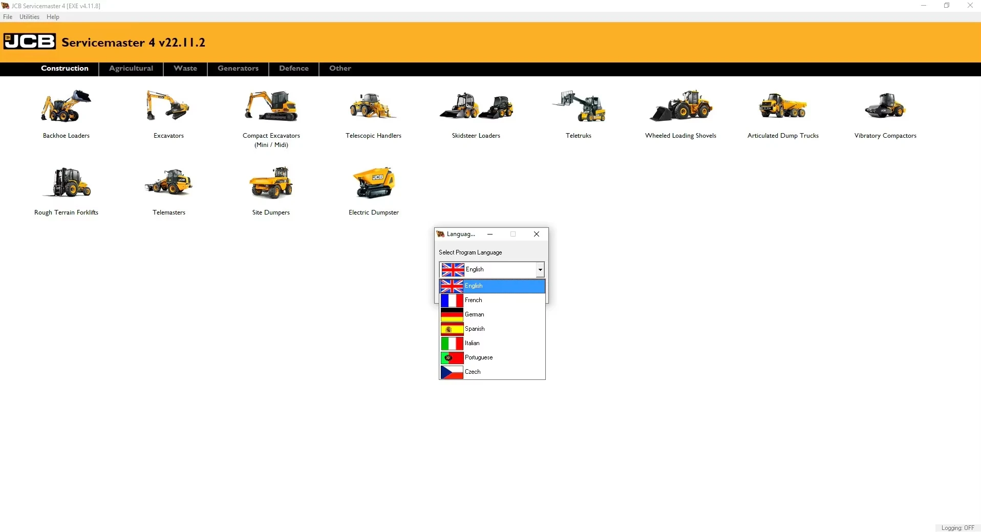 JCB-Software de diagnóstico completo, servicio de diagnóstico 4 v23.2.7, 03,2023