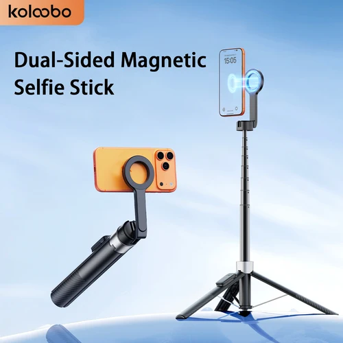Imagen 1 del producto Palo de Selfie Magnético de Doble Cara con Control Remoto, Trípode Extensible de 1.8m con Apertura Automática para iPhone 17 16 15, Transmisión en Vivo y Vlog