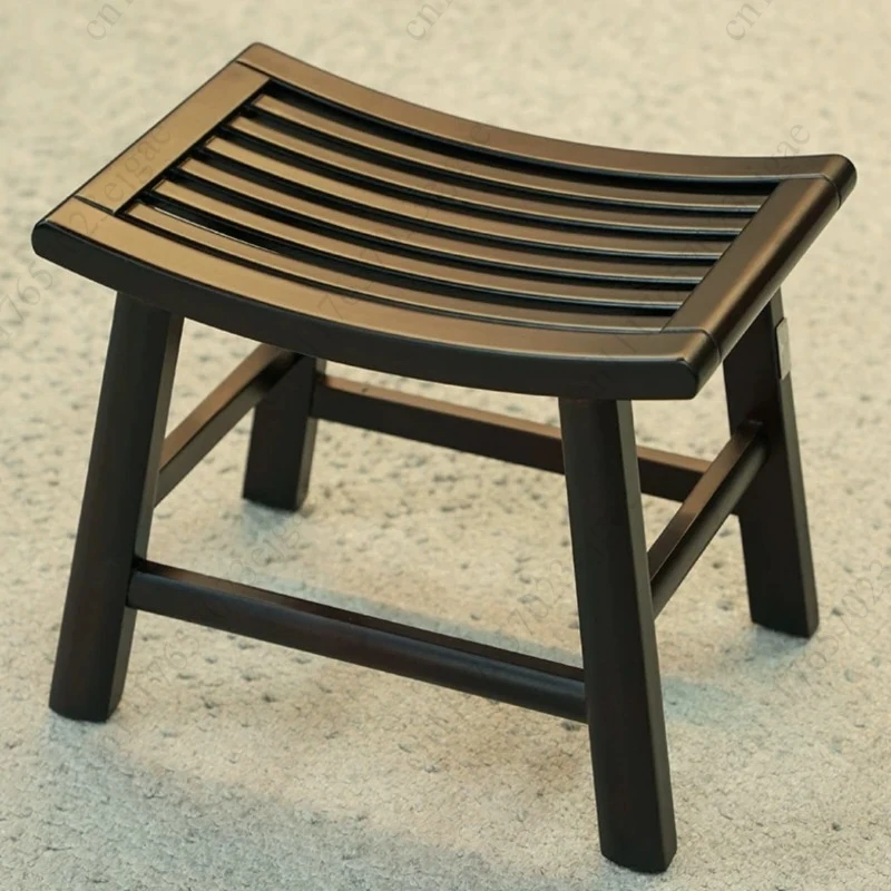 Portable Bamboo Shower Bench Stool Foldable Lightweight Bathroom Seat with Drainage