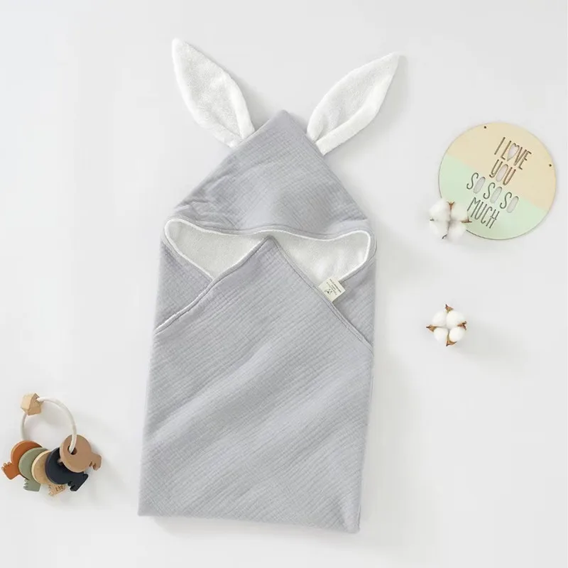 Personalized Baby Towel Bunny Hooded Towel Organic Cotton Baby Towel 75x75 cm Gender Neutral Bunny Ear Bathrobe Baby Shower Gift