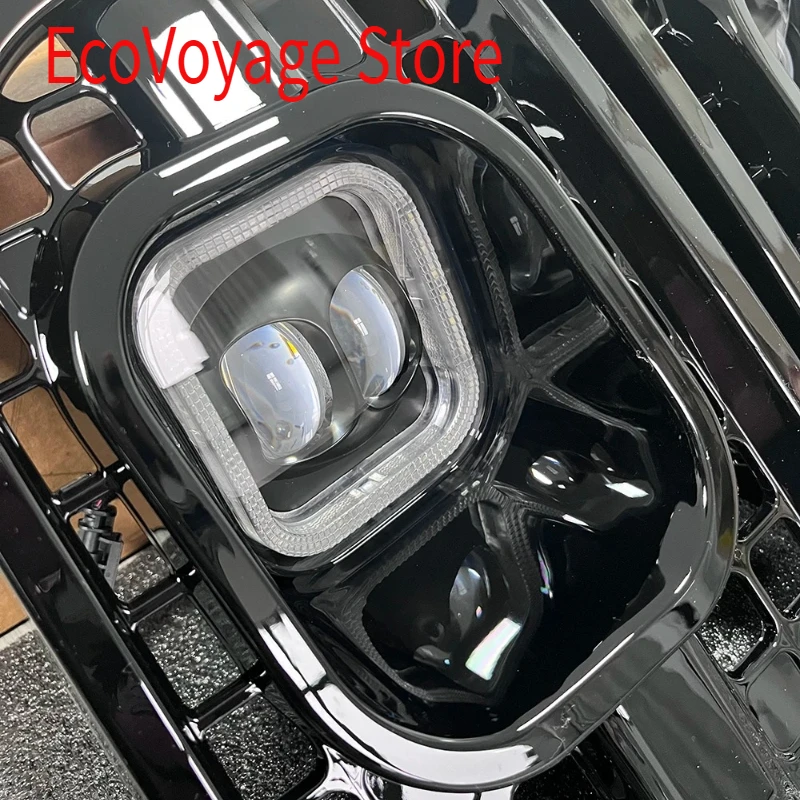 لاند روفر المدافع L663 2020-2024 90 110 130 LED مصباح الضباب النهار القيادة ضوء DRL غطاء الشواية
