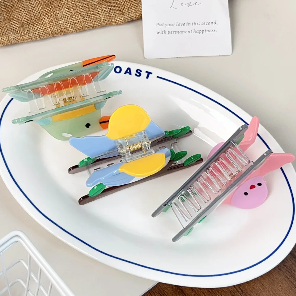 Spring bird grab clip French acetic acid hair accessories cute cartoon woodpecker shark clip back head clip hairpin female