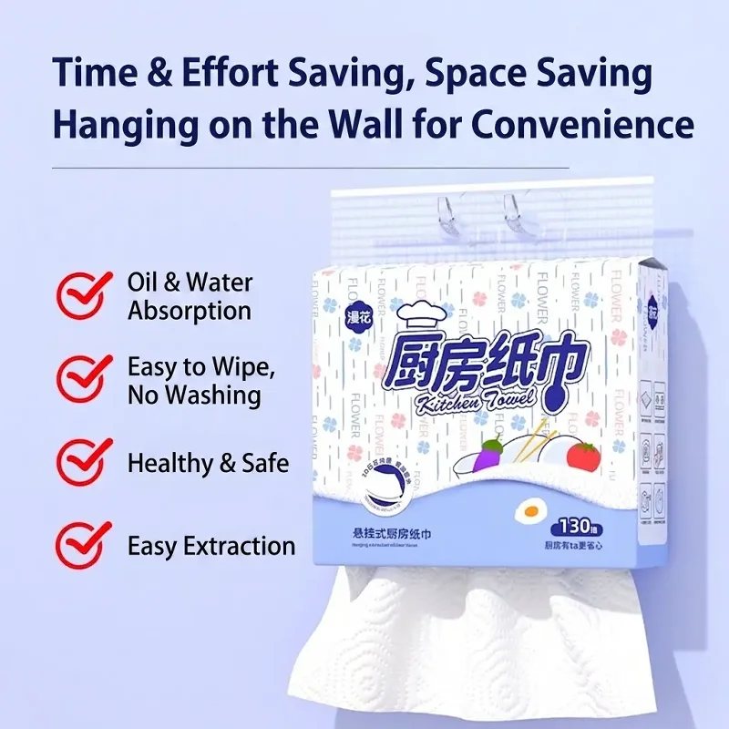 130–390 Sheets Disposable Kitchen Wipes Extra-Thick Non-Woven Cleaning Cloths Dish Rags Kitchen Paper Scouring Pads