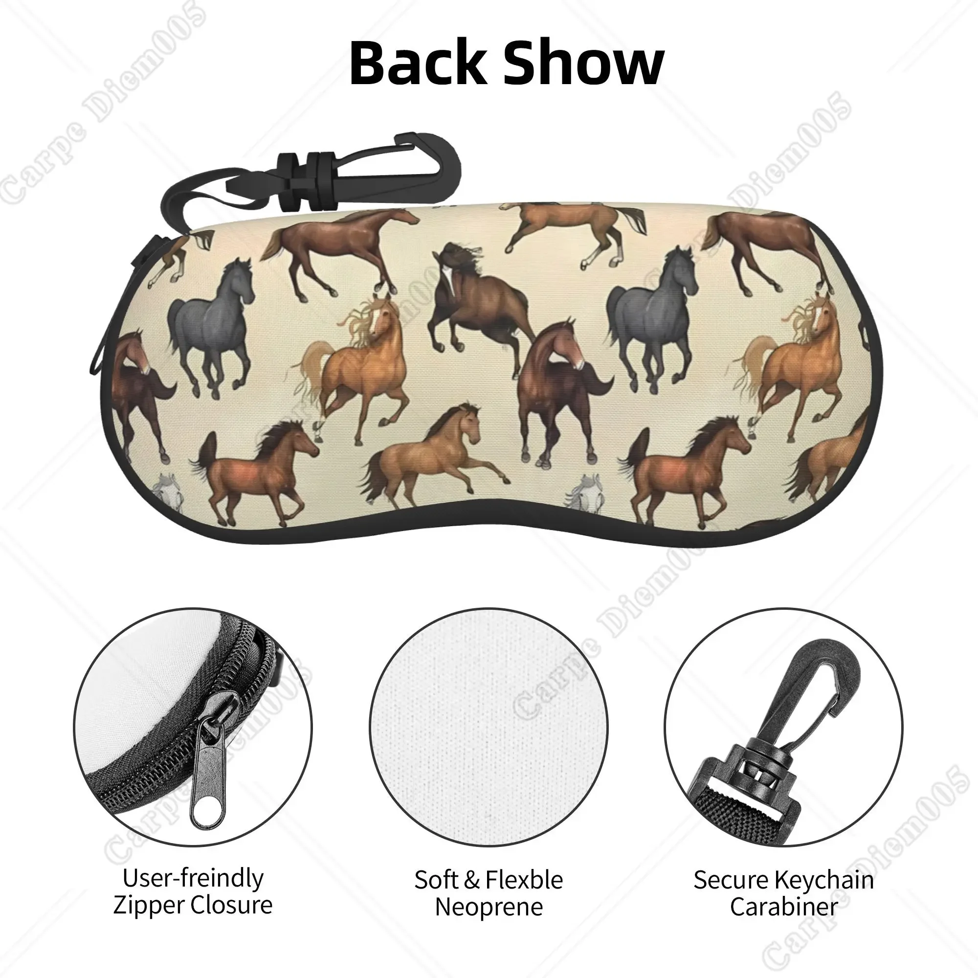 Horse Running Animal Sunglasses Cases Glasses Box Soft Portable Glasses Bag for Women Men Outdoor Travel Eyewear Accessories