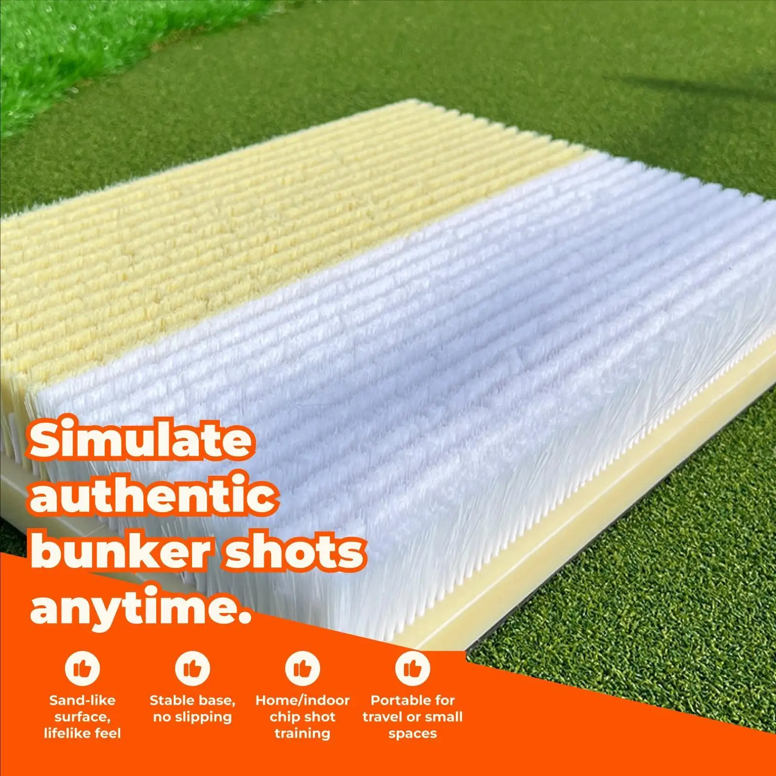 Realistic Golf Bunker Practice Mat for Indoor Outdoor Chipping Drills with Durable Nylon Brush Turf
