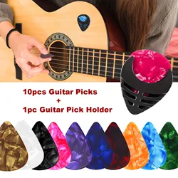 10pcs Guitar Picks & 1pc Pick Holder 6 Thicknesses set For Acoustic Guitar Electric Guitar Bass Ukulele(Random Color)