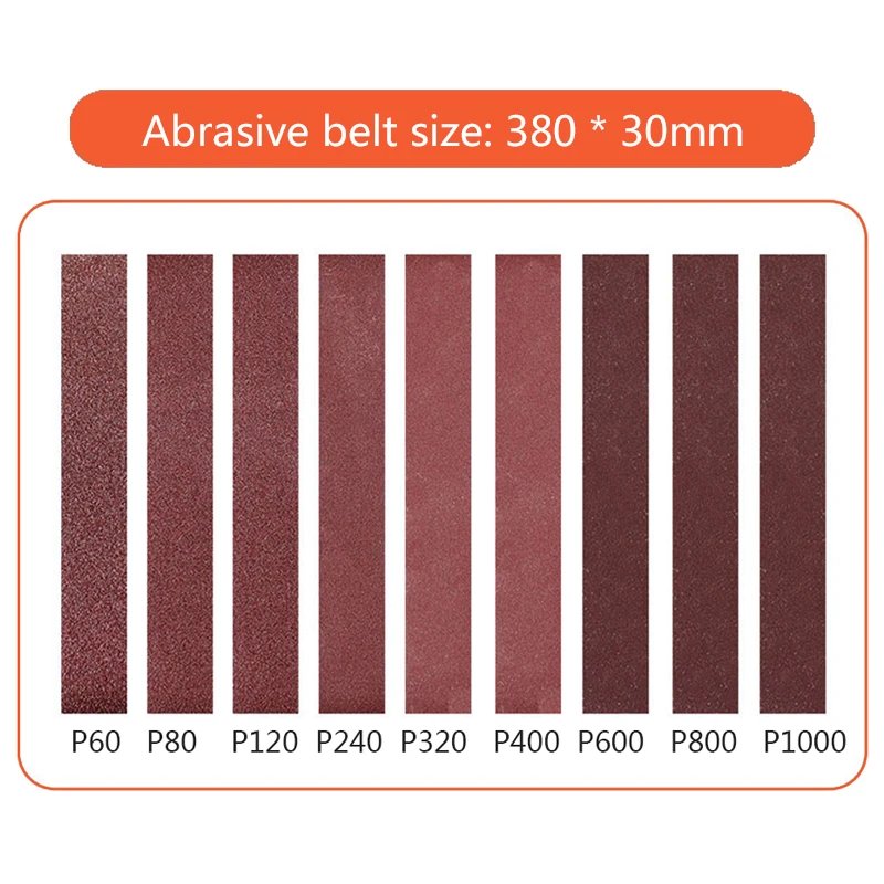 10PCS/Set 380*30mm Abrasive Belt Sanding Belts 60-1000 Grits for Wood Soft Metal Polishing Belt Sander Abrasive Tool