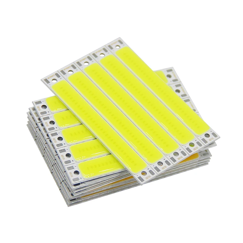 Diskon besar 3V 3.7V DC 60mm 8mm Strip COB LED 3W hangat putih dingin biru COB merah sumber cahaya LED untuk DIY lampu kerja sepeda