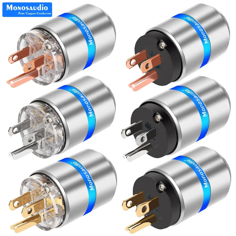 

Monosaudio M106R/F106R 5N Pure copper US version power plug, AC Power Plug Connector 10A/250V 15A/125V Audio Grade,DIY