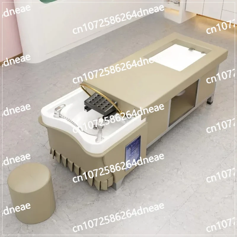 Professional hair washing massage table shampoo bowl bed spa heated head water therapy pedicure bed  shampoo bed with steamer