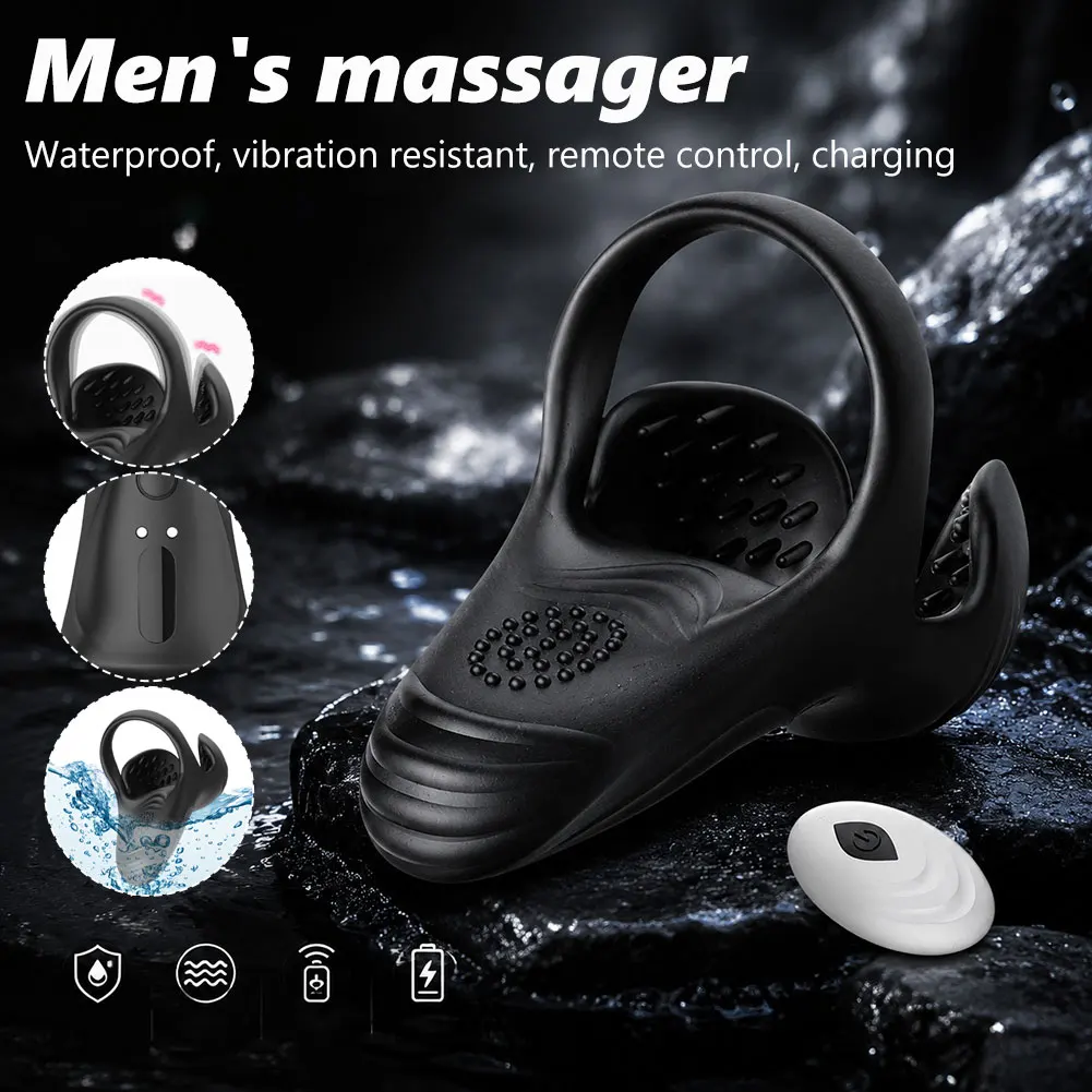  Remote Control Vibrating Ring Penis Ring Men Invisible Outdoor Wear Ejaculation Delay Scrotum Stimulator Testicle Massager Toy - view 3