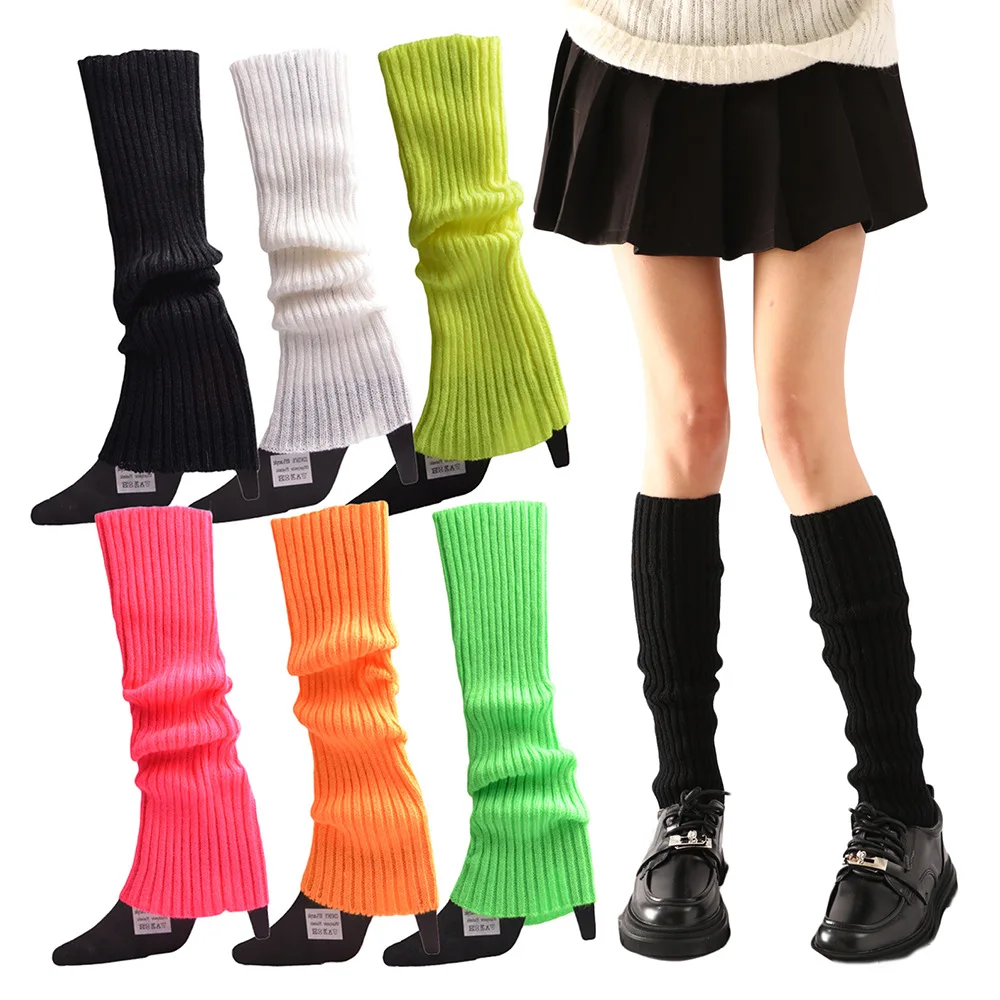 1 Pair Women Classic Striped Knee High Stockings Fashionable Versatile Black White Gray Solid Color Socks Comfortable Stockings