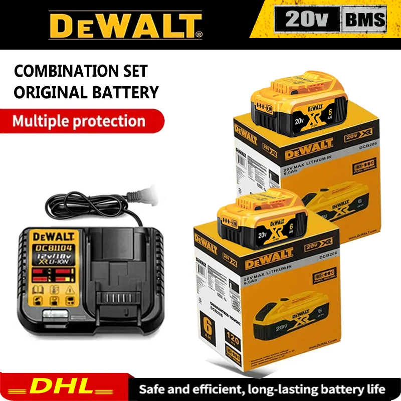 

Original Dewalt 20V Battery, dewalt 2AH/5AH/6AH Rechargeable Lithium-Ion Battery, Dewalt DCB206 Power Tool Replacement Battery
