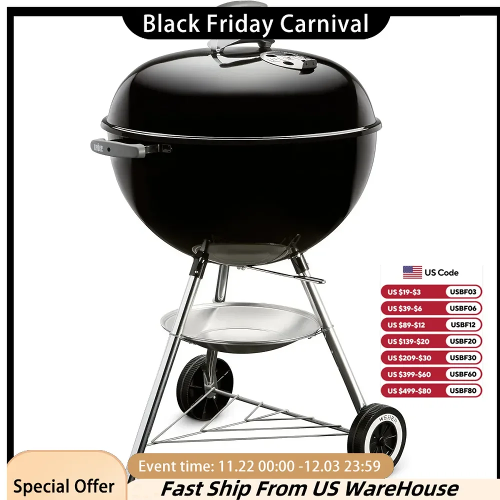 Original Kettle 22-Inch Charcoal Grill - Perfect for Family Picnics and Beach Parties