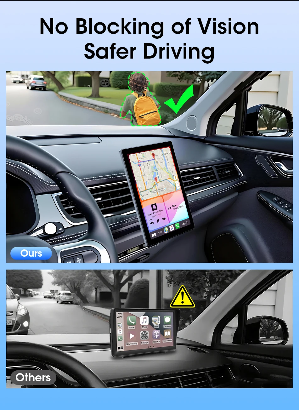 Jansite 9-Zoll-Autoradio mit vertikalem Bildschirm, Multimedia-Videoplayer, kabelloses Carplay, Android Auto, magnetische Halterung, Auto-Monitore, GPS – Detail 5