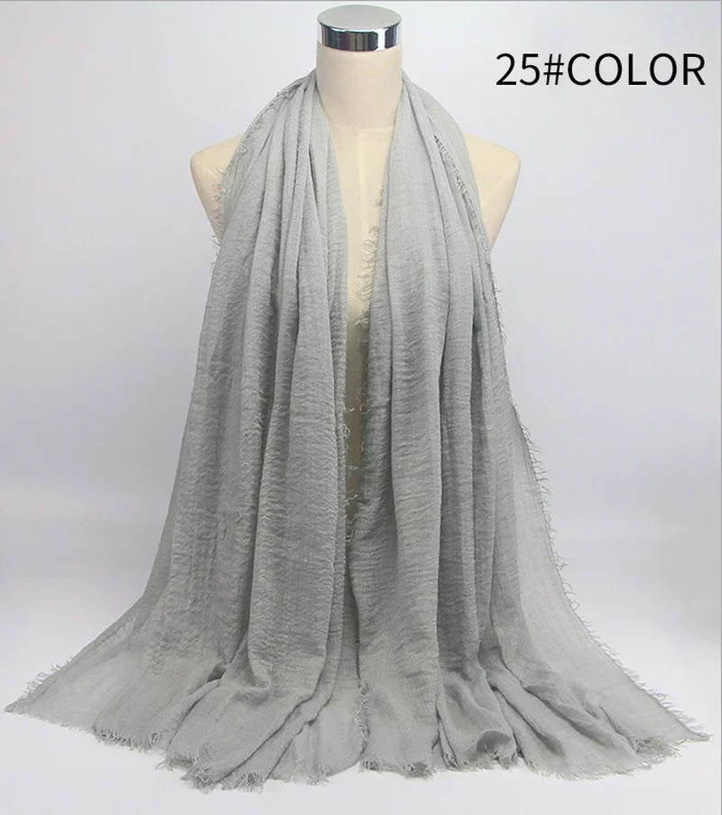 Solid Color Cotton Scarf Premium Cloud Hijab Scarf Shawl Soft Islam Muslim Head Wrap for Women