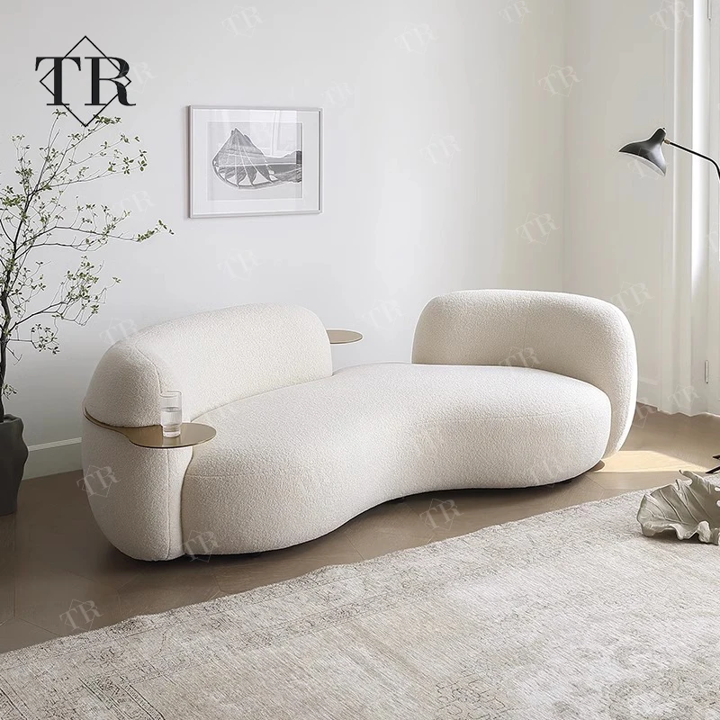 

Salon Furniture Reception Sectional Sofa Beauty Couch Cloud Couch Living Room Sofas Wool Fabric Minimalist Sofa