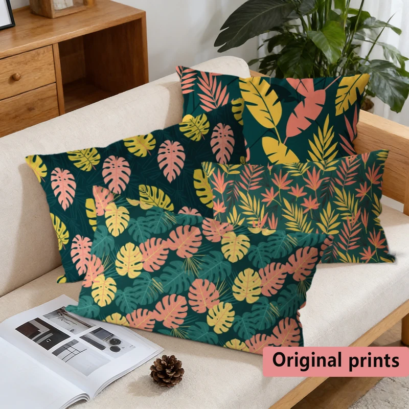 Tropical Palm Leaves Throw Pillow Covers Suitable For Sofa Bedroom Car Pillow Cover Cushion Rectangular Back Cushion