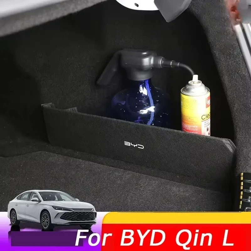 YUNV For BYD Qin L DMI 2024 2025 Rear Spare Compartment Partition Rear Trunk Storage Box Extreme Interior Modification Accessori