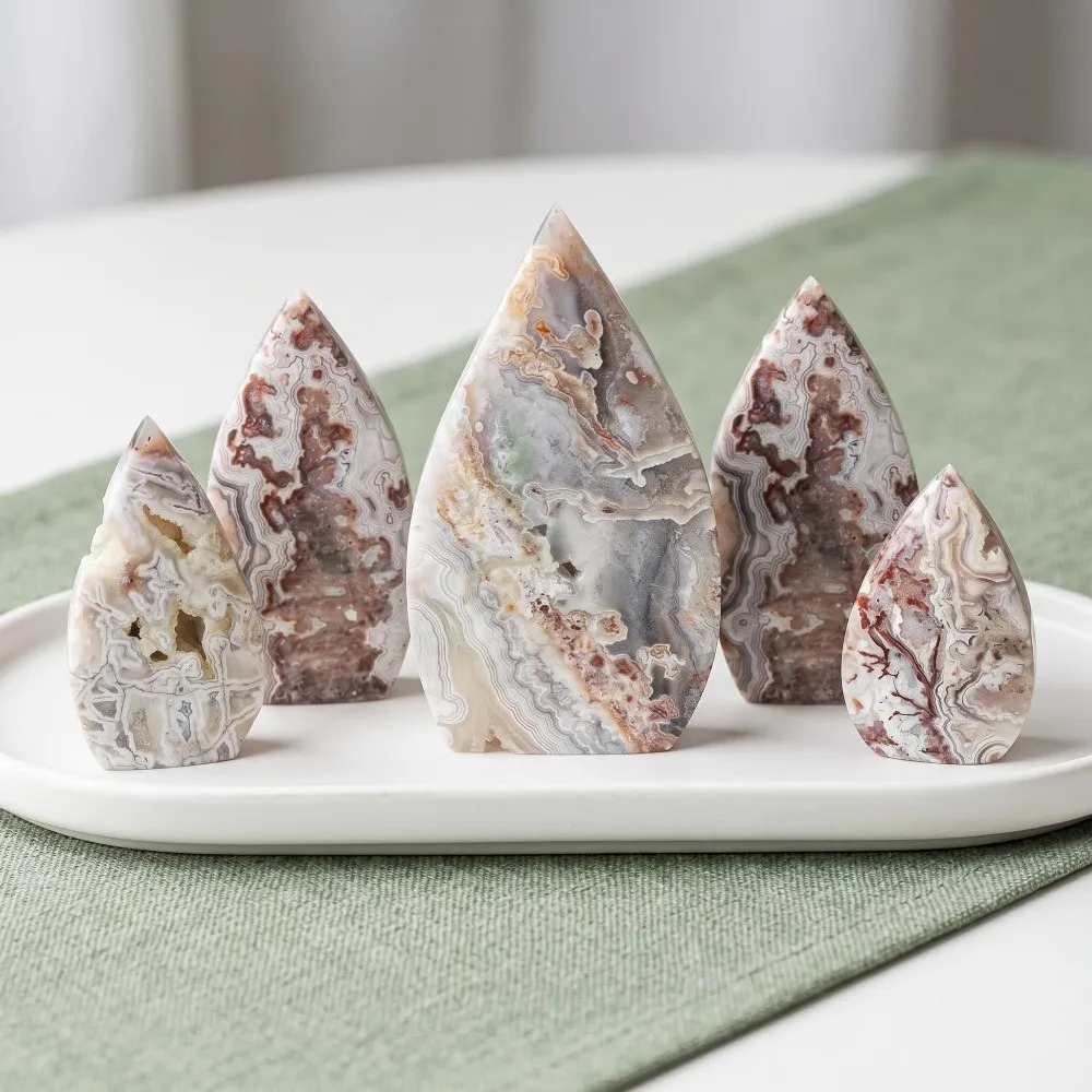Unique White Mexican Agate Crystal Teardrop Quartz Handcrafts Healing Decor Gift 1pc random