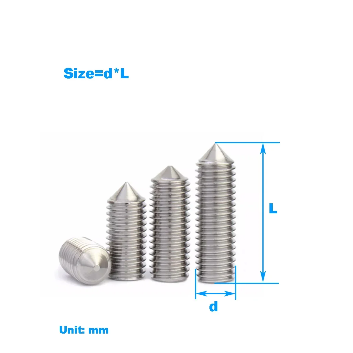 

316 Stainless Steel Pointed Set Screw / Pointed Hex Bolt M3M4M5M6M8M10