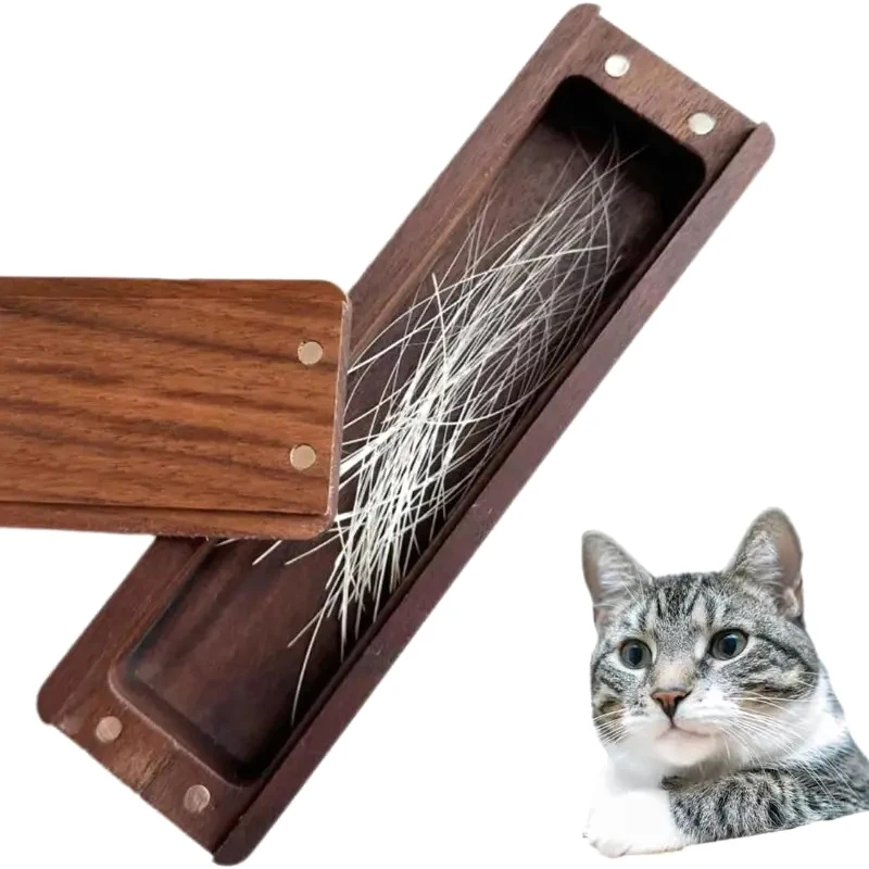 

Elegant Wood Cat Whisker & Beard Hair Storage Box With Magnetic Closure Feline Memorabilia Container Pet Hair Keepsake Organizer