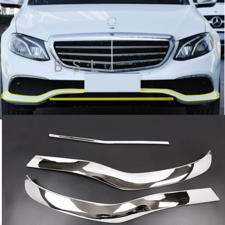 

3 Pcs ABS Chrome Front Bumper Plate For Mercedes Benz E Class W213 2016-2019 Car Accessories