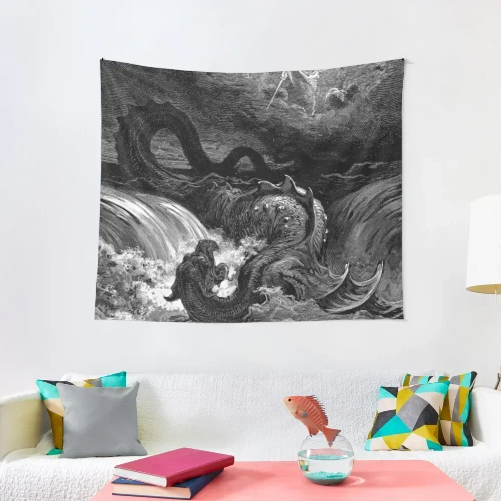 

The defeat of leviathan - Gustave Dore Tapestry Decoration For Bedroom Home Decor Aesthetic Decoration Home Cute Decor Tapestry