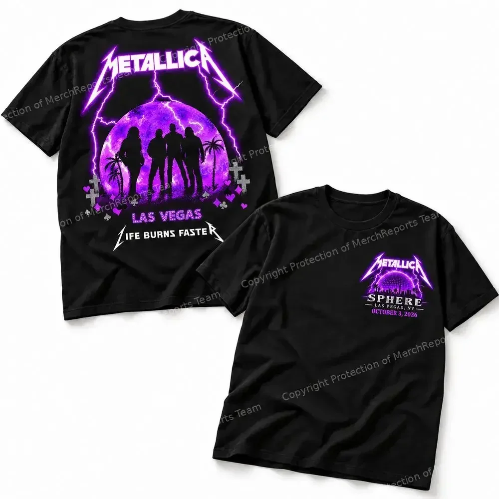 Metallica Life Burns Faster At Sphere Las Vegas Nevada T-Shirt 2026 Sommer Neues Atmungsaktives Baumwoll-T-Shirt für Männer und Frauen Streetwear Y2K – Detail 3