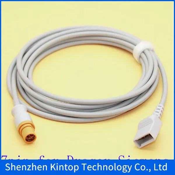 Compatible New Drager-Siemens SC 600070009000,Utah IBP sensor trunk cable and disposable pressure transducer,7pin IBP cable