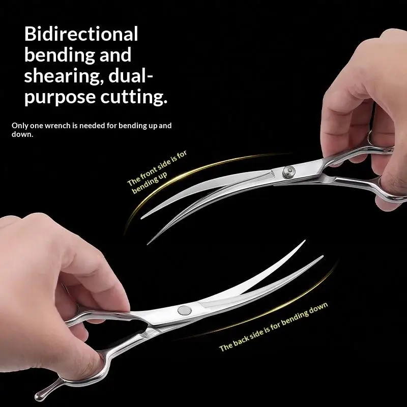 1Pcs Professional Trimming Scissors Bent Scissors Pet Grooming Scissors Dog Hair Tool Haircutting Pet Clippers