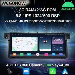 Carplay DSP Android13.0 8GB+256GB 4G LTE Car DVD video Player GPS WIFI BT RDS Radio For BMW E46 M3 318/320/325/330/335 1998-2005