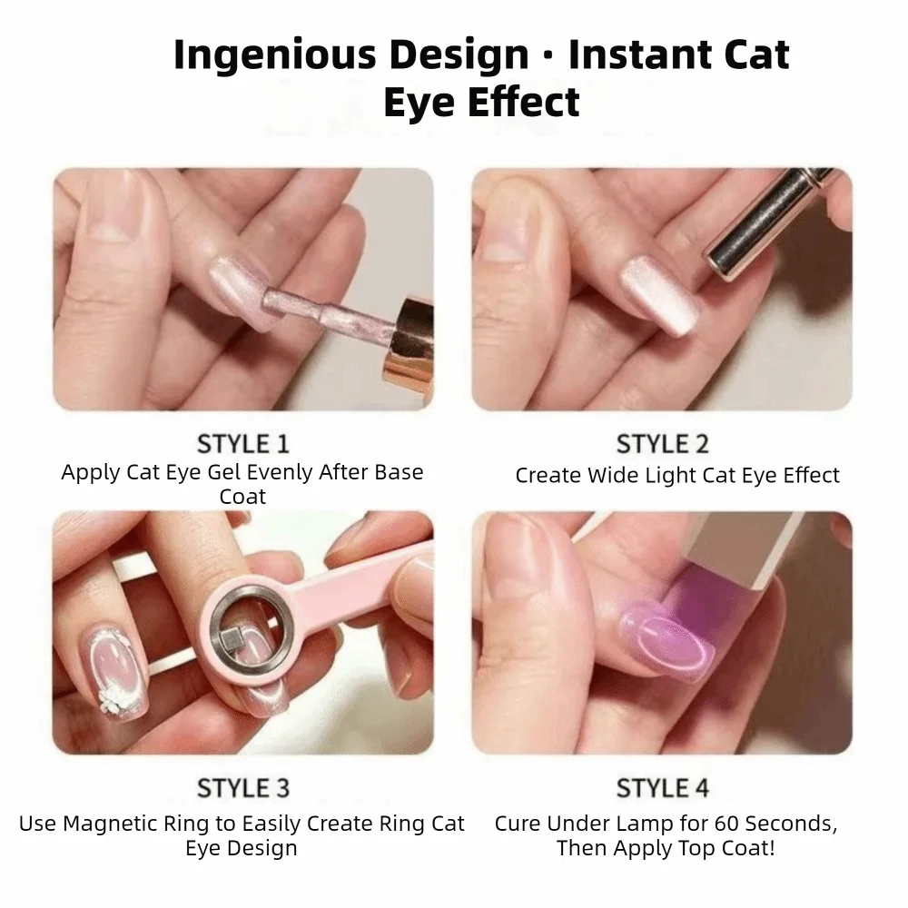 Black Hole Shape Hollow Ring Cat Eye Magnet Long Handle Strong Power Hollow Circle Stick Ergonomic Handle Magnetic Nail Art Tool