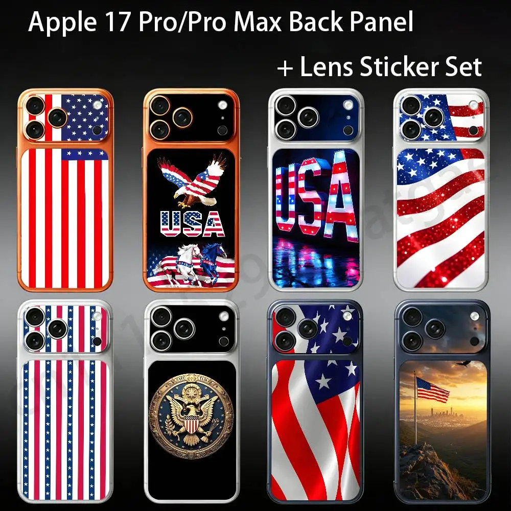

America USA Flag For iPhone 17Pro/ProMax Battry Back Cover with Camera Decal Skin Rear Protective Sticker Film