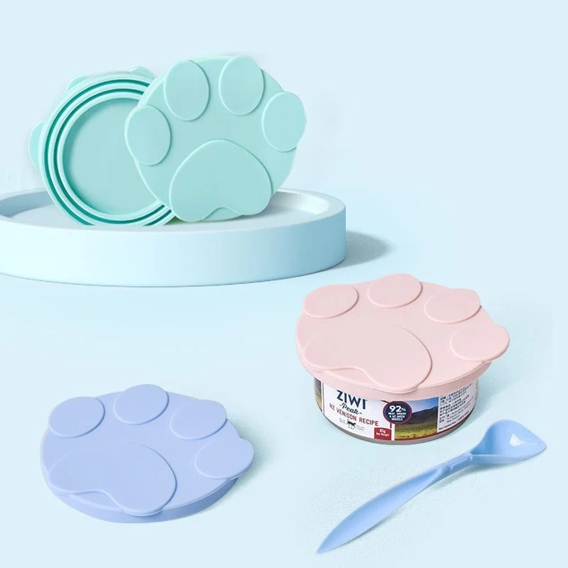 New Portable Silicone Dog Cat Canned Lid 2-in-1Food Sealer Spoon Pet Food Cover Storage Fresh-keeping Lids Bowl Pets Products