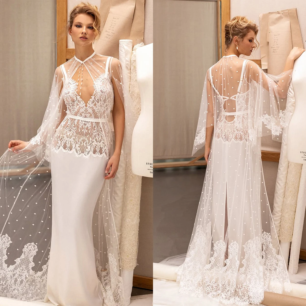 Nice-looking Sleepwear Women Maternity Appliques Sleeveless Lace Wedding Bridal Robe Customized Nightgown Pajamas