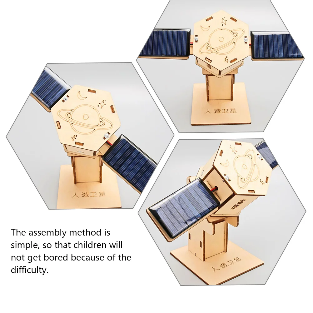 Solar Satellite Toy Kids Science Toys Assembled Experiment Projects Birthday Gift for Wooden Educational Pupils