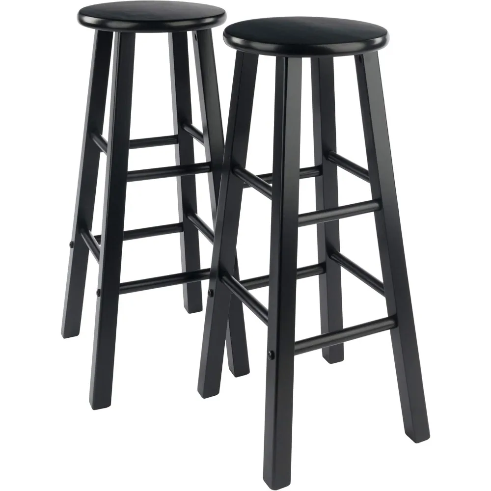 Wood Element Bar Stools, 2-Pc Set, Black, 29