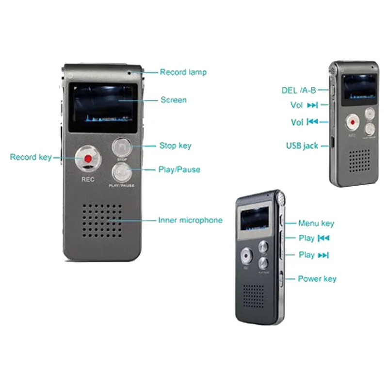 Paranormal Ghost Hunting Equipment Digitaler EVP Sprachaktivierter Recorder USB US 8GB (Schwarz)