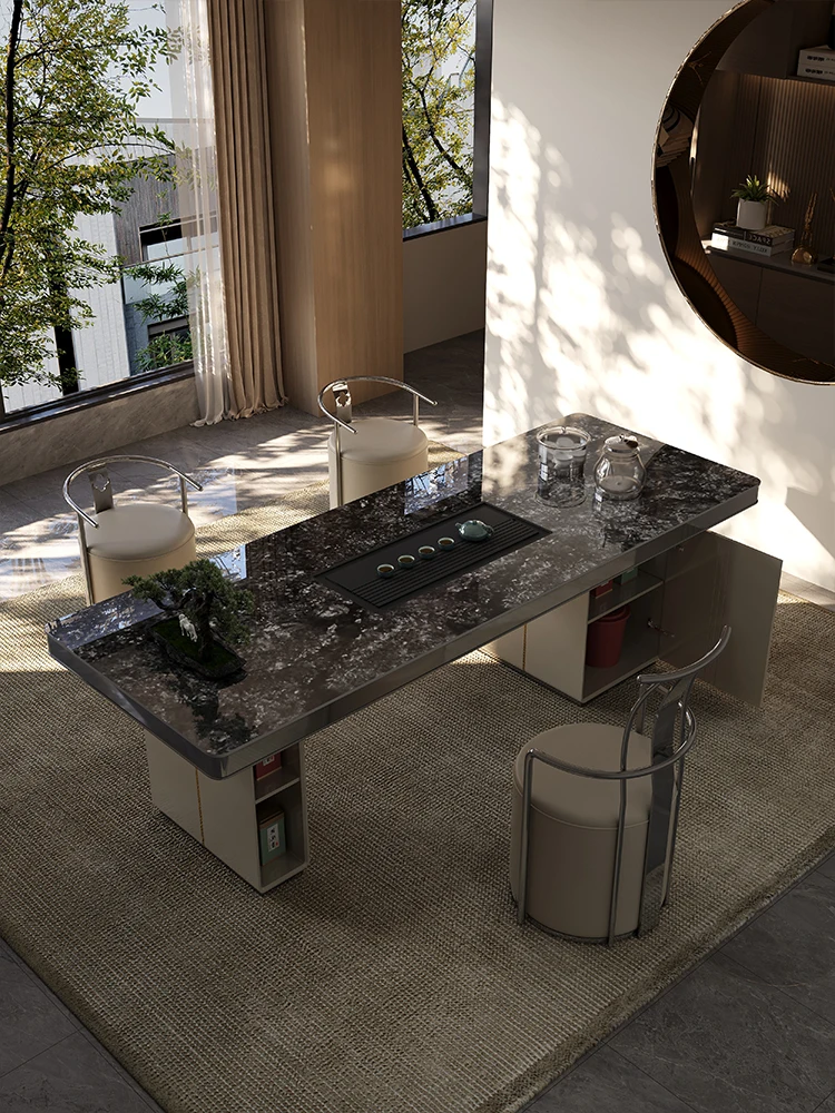 Modern tea table, luxury stone large board, tea table office designer, simple