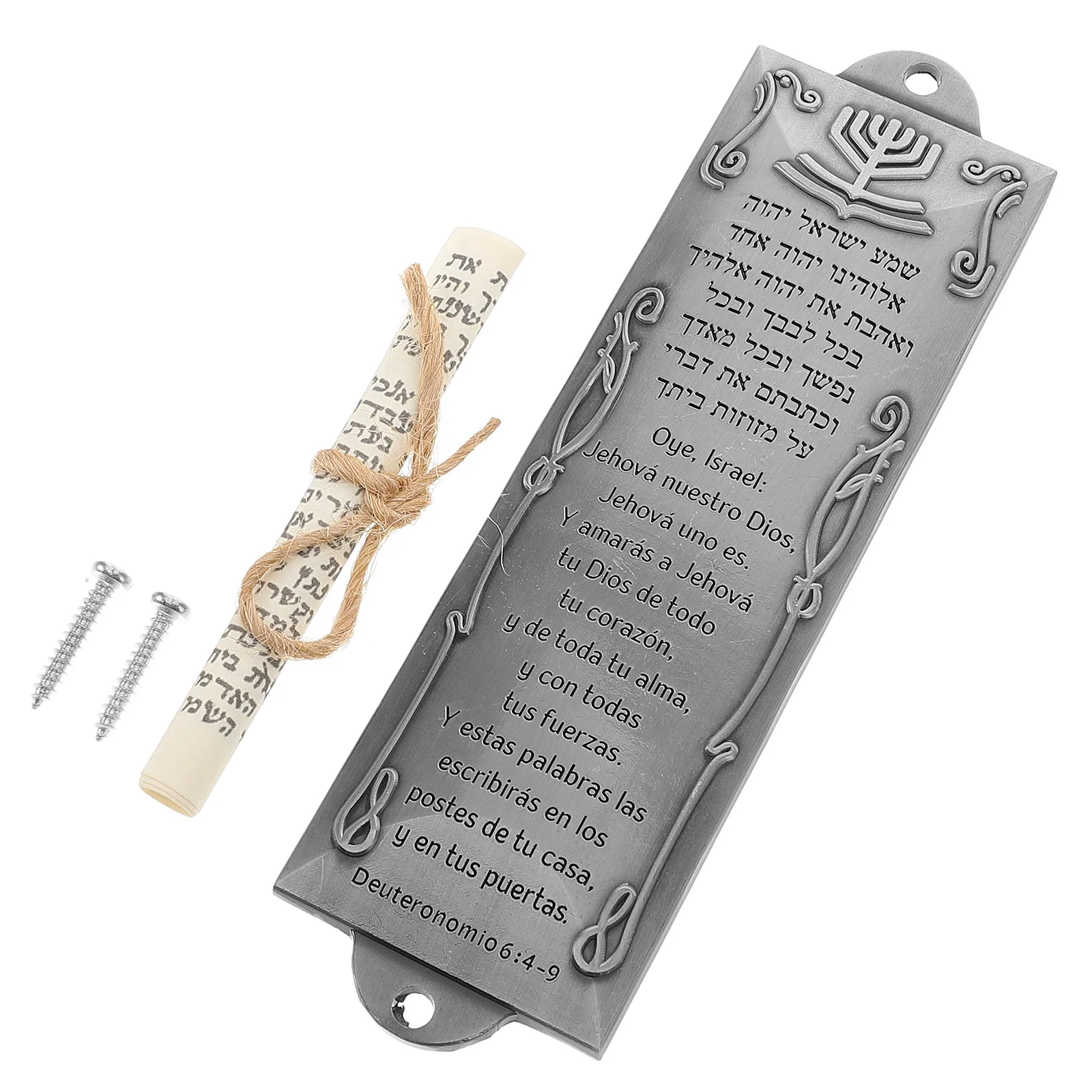 

Spanish Mezuzah Doorpost Holy Scroll Doors Windows Elegant Craftsmanship Jewish Blessing Home Decor Religious Symbol Metal Case