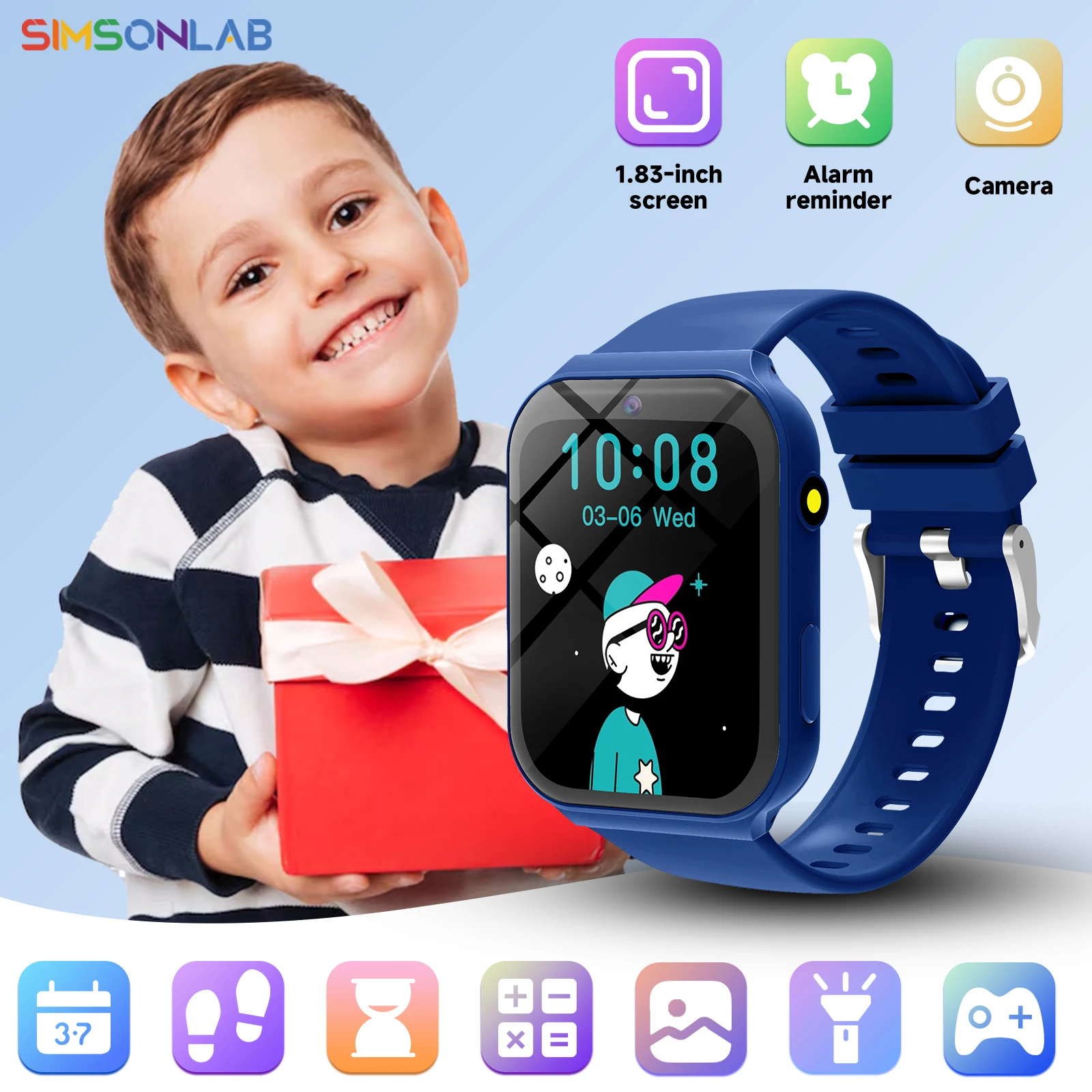 

Детские игры, умные часы, фонарик, 18 игр, камера, водонепроницаемые, мониторинг сна, детские часы для мальчиков и девочек, подарки на день рождения и праздник