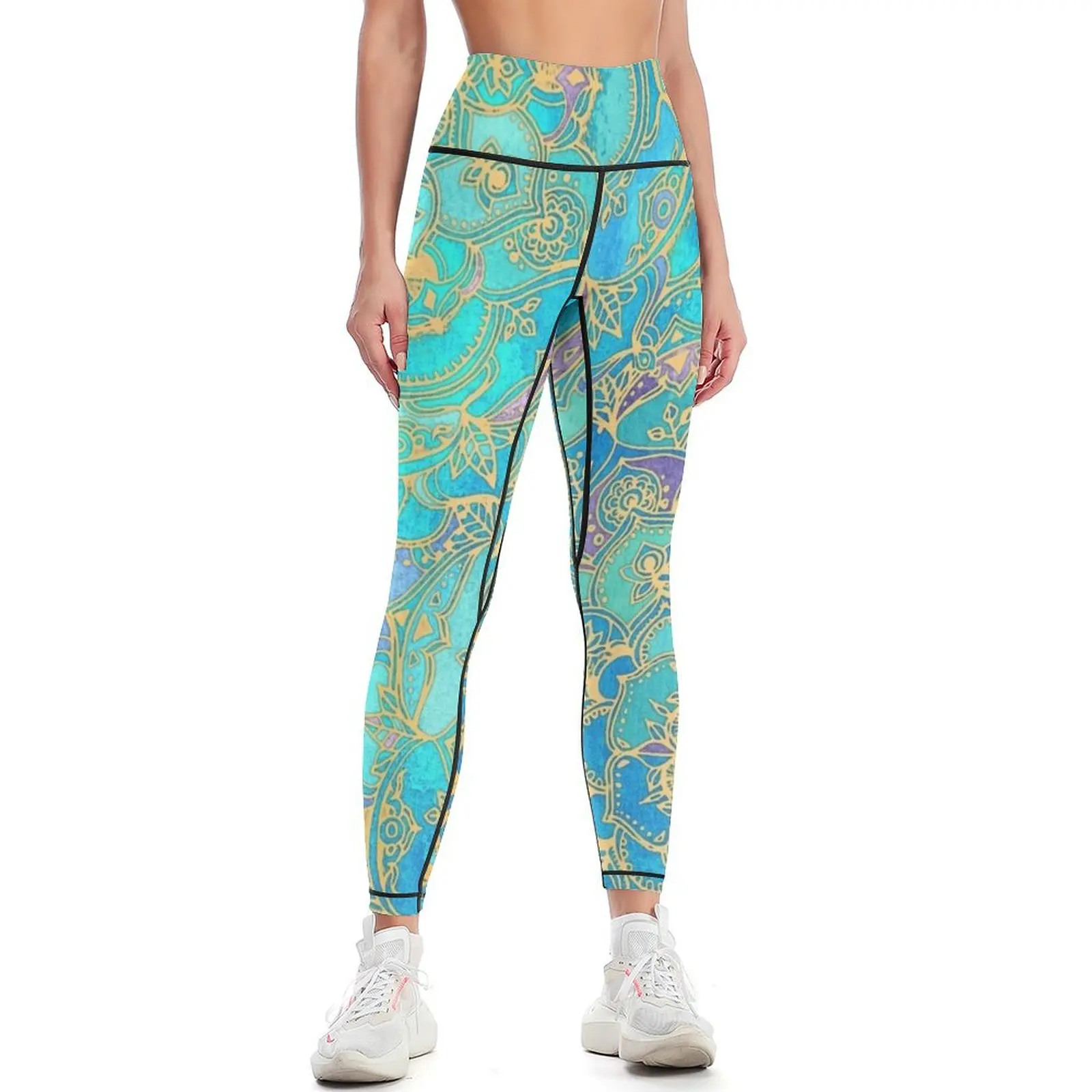 

Sapphire & Jade Stained Glass Mandalas Leggings push up fitness Leginsy push up sporty woman gym Womens Leggings