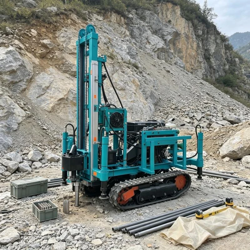 Portable Drilling Rig 22HP 100m 200m Tracked Hydraulic Diesel Water Well Drilling Rig for Household Drilling Farm Irrigation