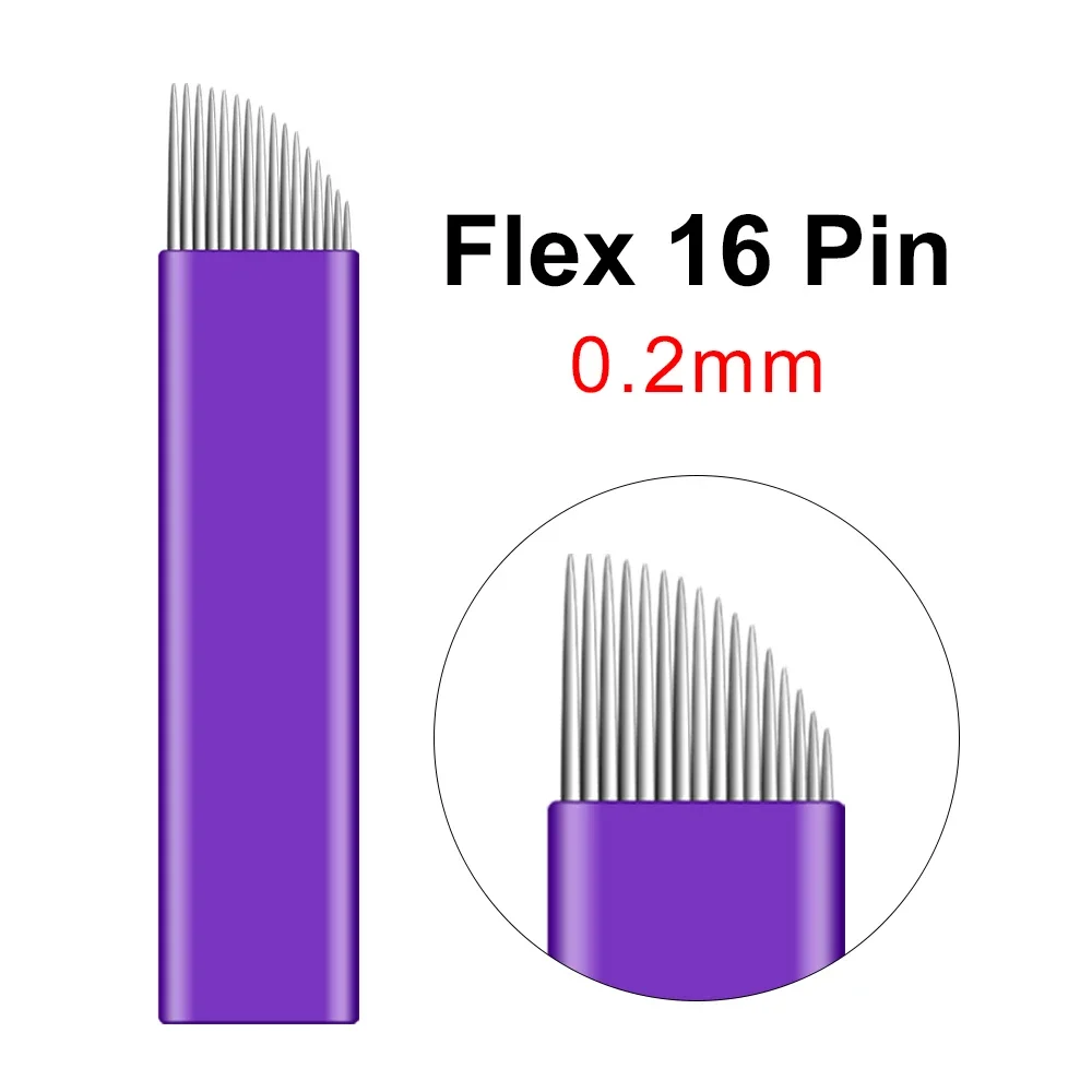 30/100pcs Thin 0.18/0.2mm Microblading Blades Disposable Permanent Makeup Tattoo Needles 12/14/16/18Pin Manual Eyebrow Lip Blade
